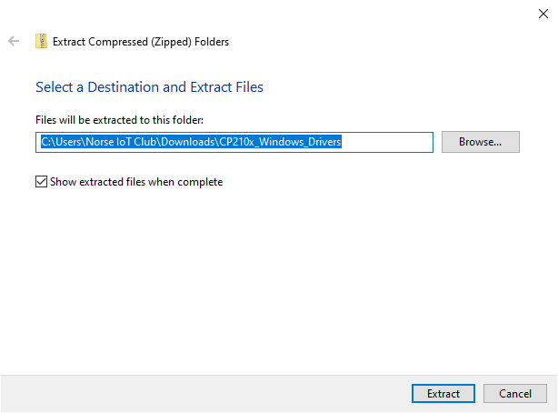 Screenshot of the Windows extract menu