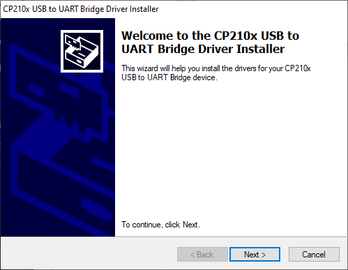 Screenshot of the Driver installer