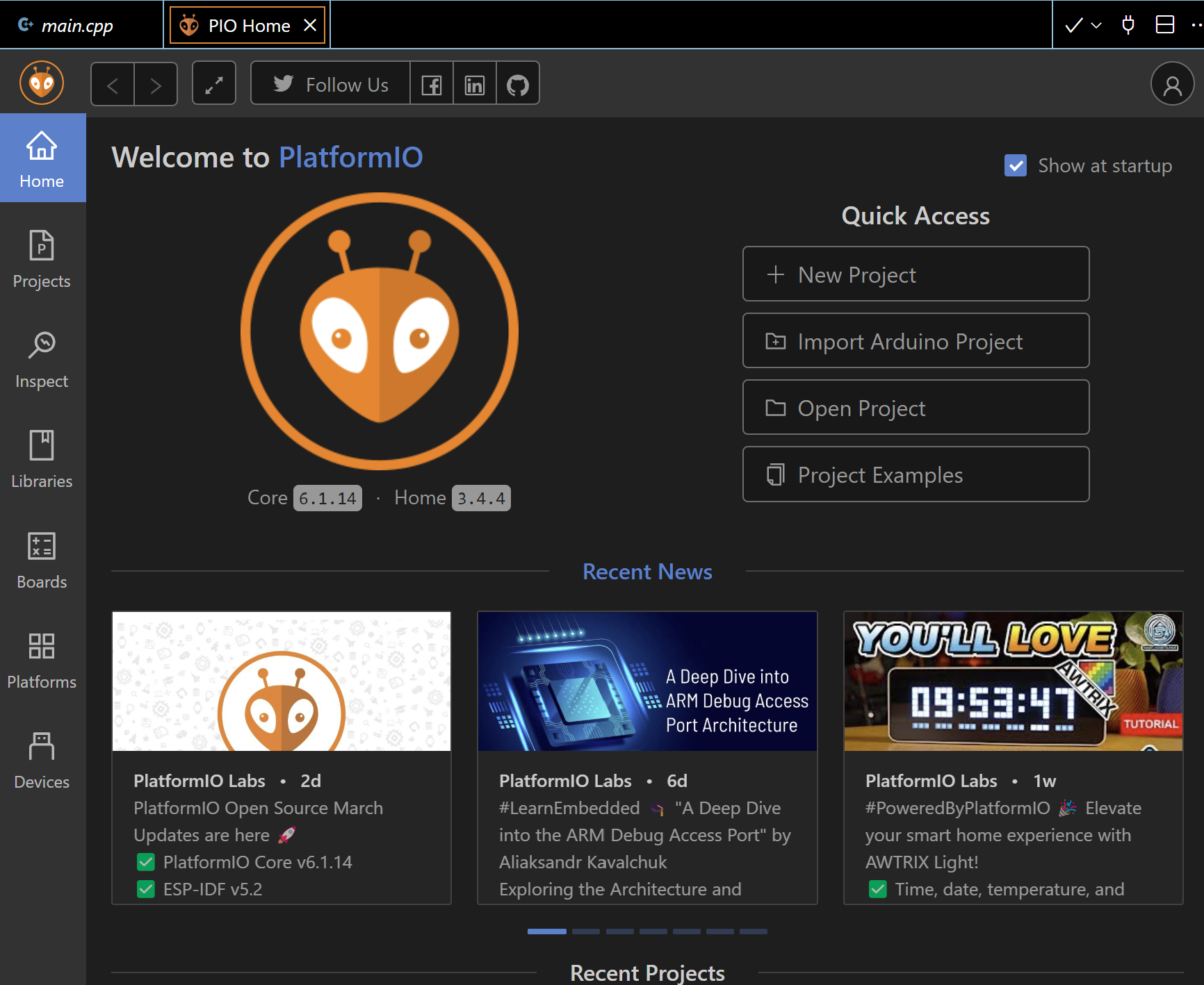 PlatformIO Home Page