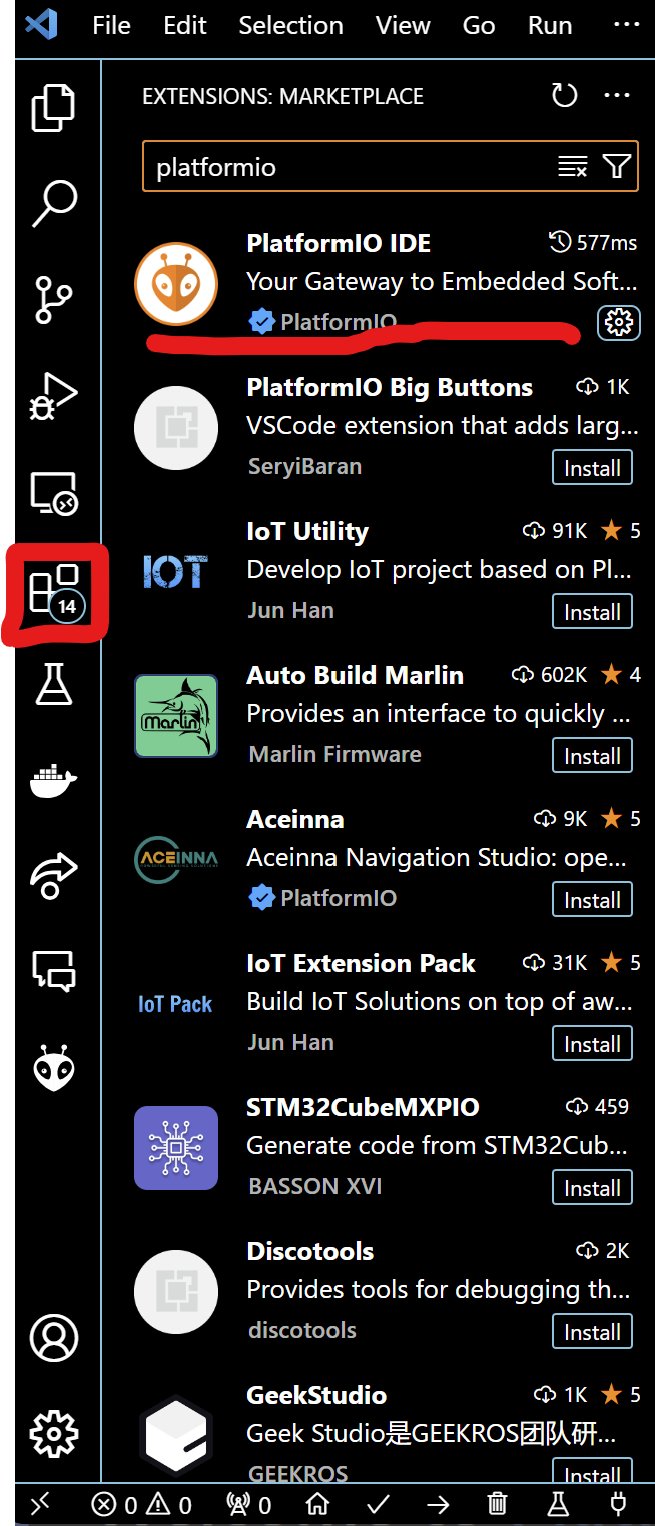 PlatformIO extension in VSCode